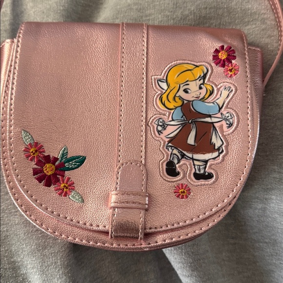Disney Handbags - DISNEY ANIMATORS COLLECTION Pink Metallic Crossbody Bag with Floral Design